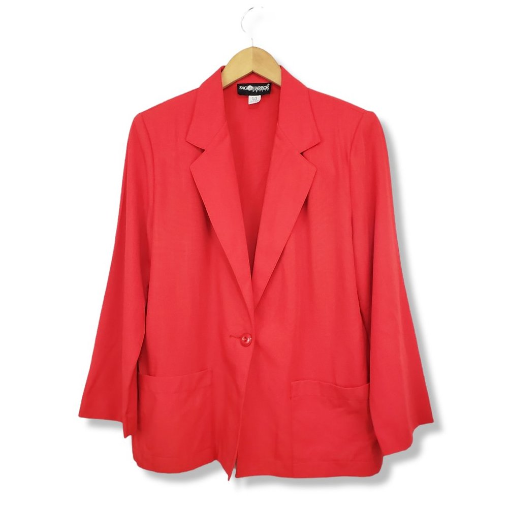 Vintage 90's Sag Harbor Red Single Button Light-weight Blazer Size 10P